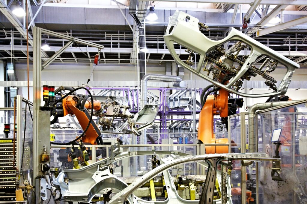 car factory with orange scaled